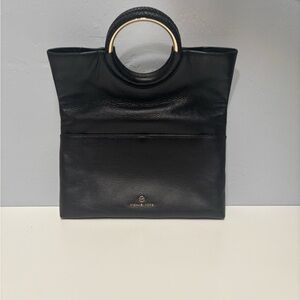 Michael Kors Black Leather Tote with Gold Accents